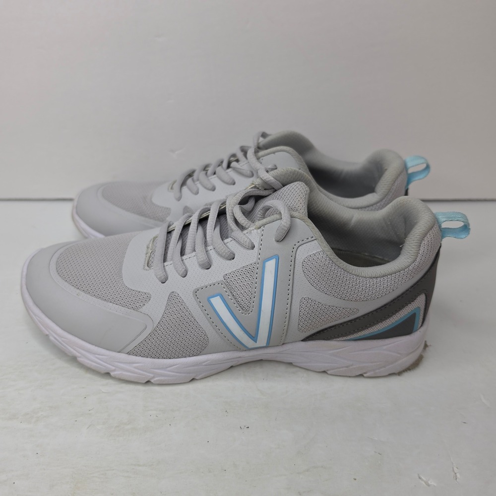 Vionic Miles II Walking Shoes Women 8.5 Grey Blue Breathable Mesh Sneakers